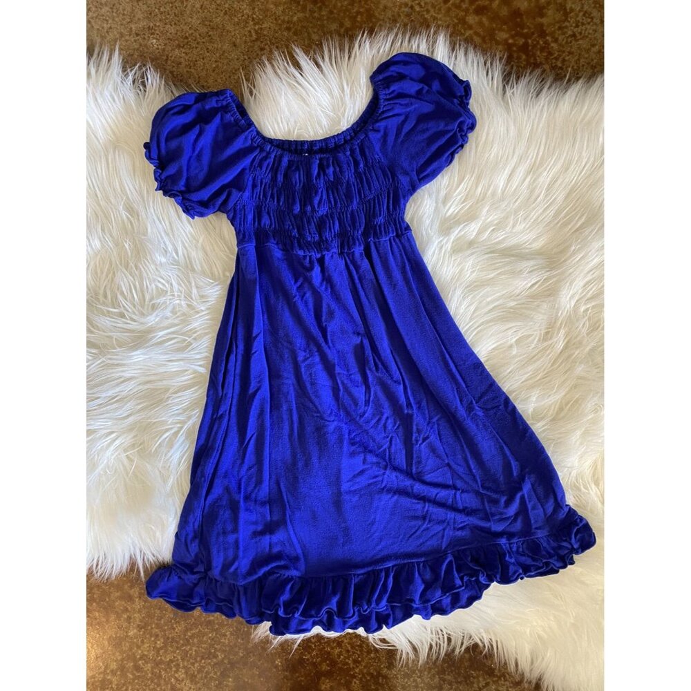 KicKee Pants Gathered Dress in Royal Blue